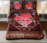 4pcs Embossed Bed Cover Set Double Bed-Dk Brown-1110